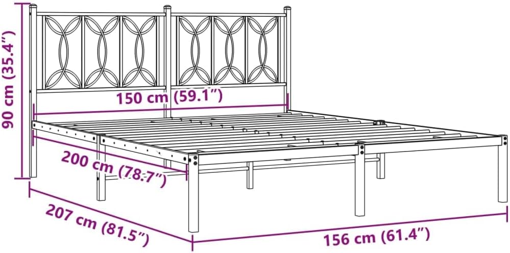 Metal Bed Frame with Headboard Black Queen Size Platform Bed Frame Steel Structure Underbed Storage Space No Mattress Needed for Bedroom Furniture