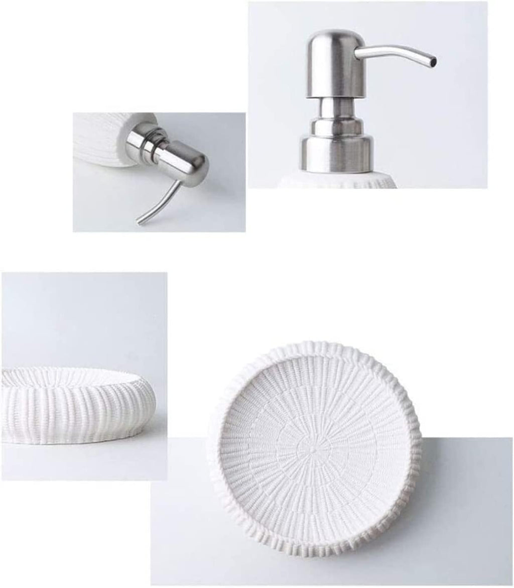 Vanity Bathroom Decor, Bathroom Accessory Set Stone Effect Bathroom Set 4 Piece Bath Ensemble for Decor and Housewarming Gift Set Housewarming Gift(Grey)