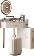 Vanity Benches Vanity Table Set with 3 Color Touch Screen Dimming Mirror,Makeup Dressing Table with 3 Drawers and Cushioned Stool,Dresser Desk (Color : A)