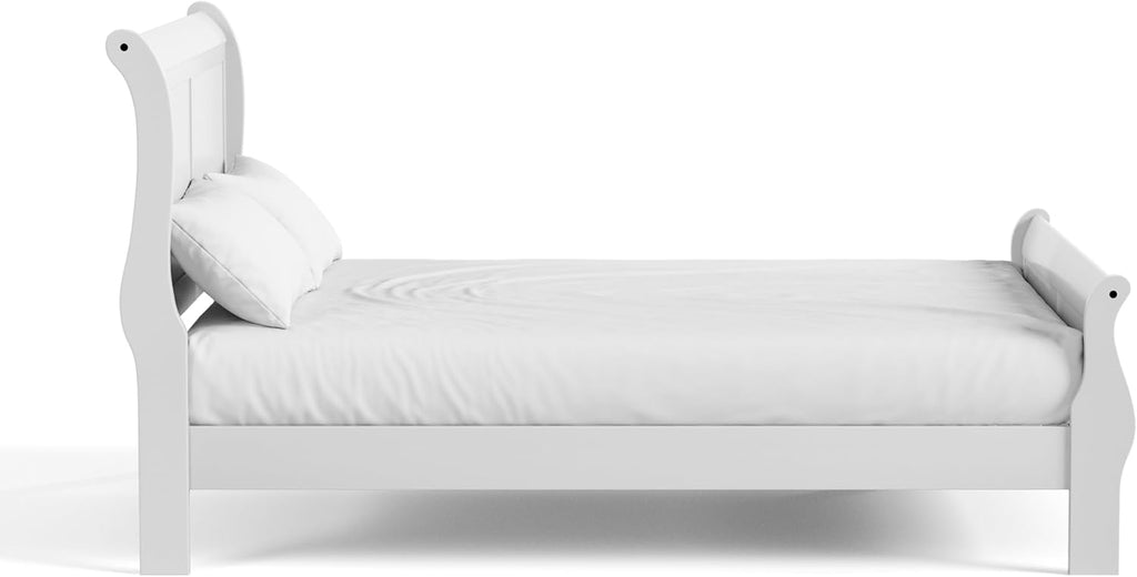 Furniture of America Arabella Traditional Solid Wood 3 Piece Bedroom Set, King Bed Frame and Nightstands Set of 2, Chic Sleigh Design Bedframe with Headboard and Footboard, Box Spring Needed, White