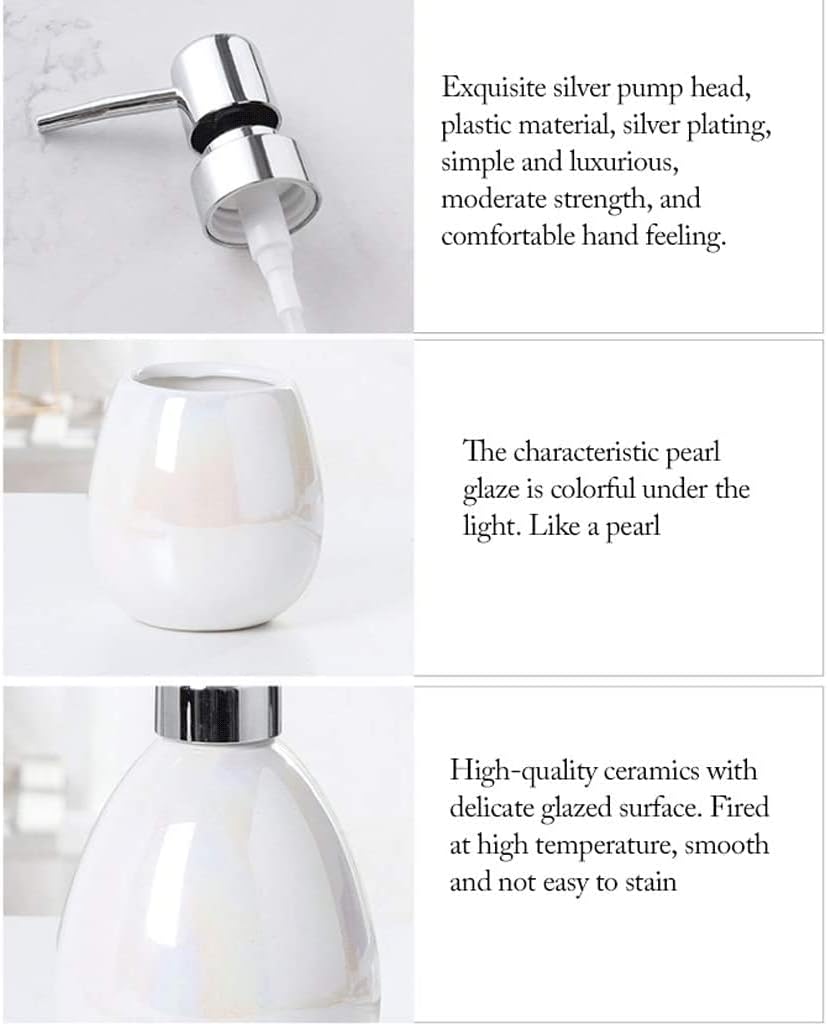 Vanity Bathroom Decor, Bathroom Accessories Set Ceramic Bath Ensemble Collection Features Liquid Soap Dispenser Toothbrush Holder Housewarming Gift(B,5 Pieces+Tray)