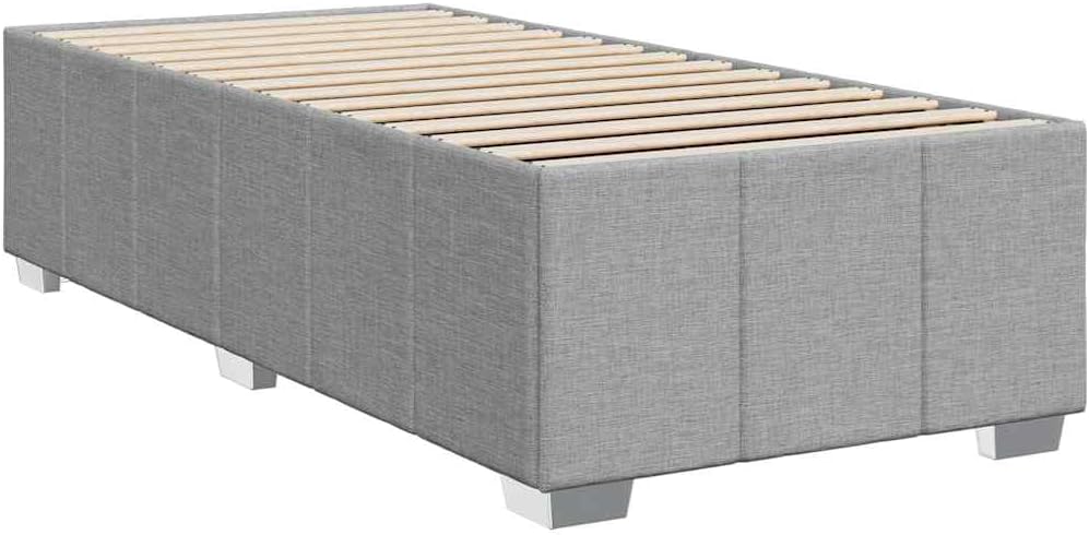 Light Grey Twin XL Bed Frame Fabric and Sturdy Support for Modern Living Spaces, Breathable Surface and Minimalist Style, 4-Piece Set for Easy Assembly