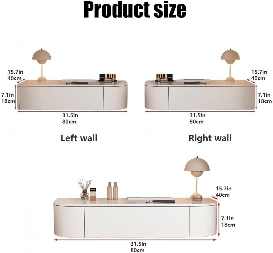 Hanging Vanity Table with Storage Drawers Floating Corner Dressing Desk Wooden Wall-Mounted Desk for Room Small Spaces Heavy Duty(White,80 cm)