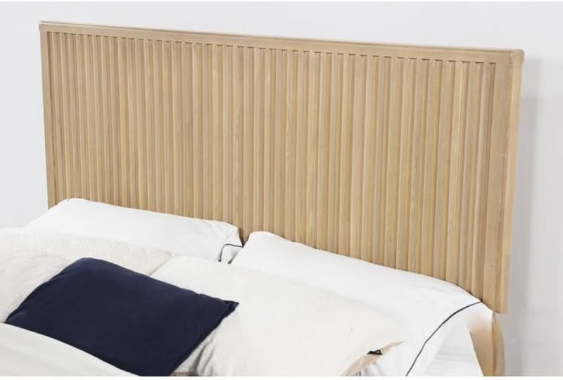 Light Oak Wood Eastern King Bedroom Furniture 2pc Set, Fluted Design Platform Bed with Nightstand