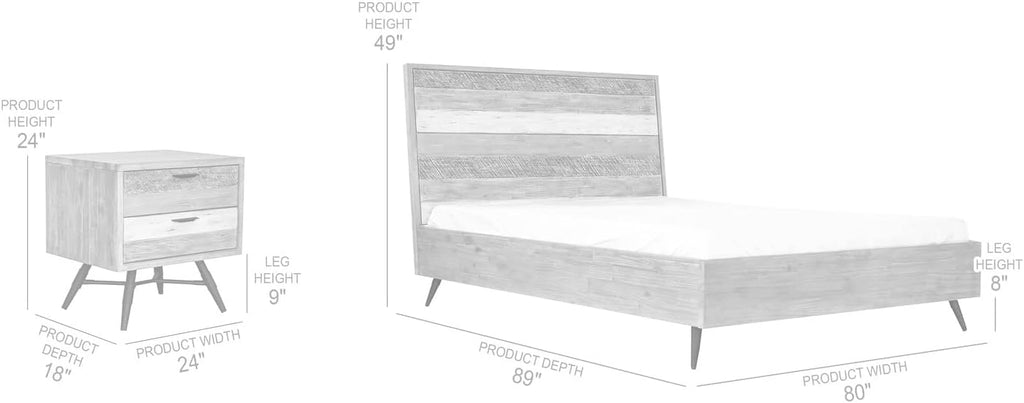 Armen Living Bridges 3 Piece King Bedroom Set in Two-Tone Acacia Wood
