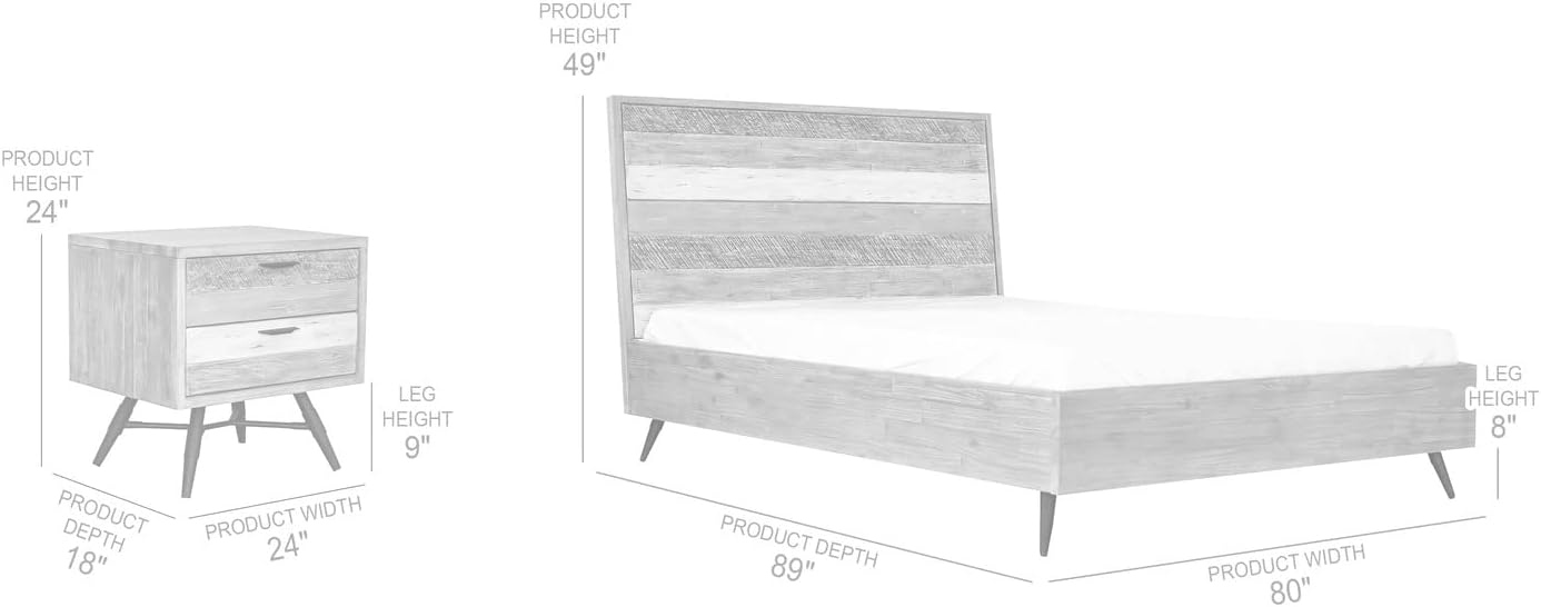Armen Living Bridges 3 Piece King Bedroom Set in Two-Tone Acacia Wood