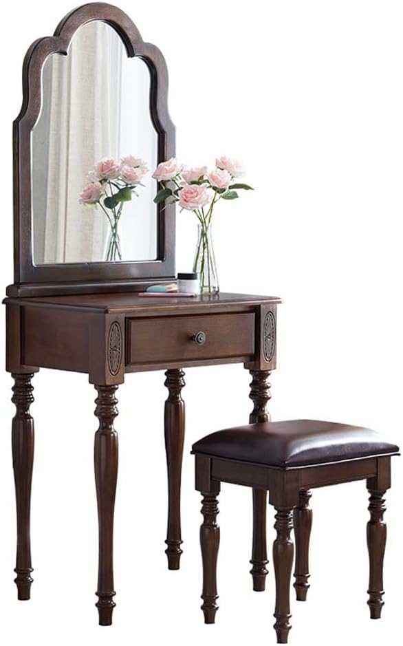 Vanity Benches Dresser Set Bedroom Vanity Table Modern Minimalist Dressing Table, Dressing Table + Makeup Stool + Drawer (Color : A)