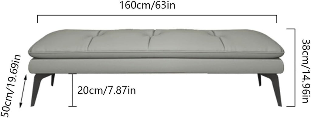 Bedroom End of Bed Bench Upholstered Bedroom Bench Leather Foot Stool Entrance Bench For Dining Room Living Room Bedroom End of Bed Ottoman Foot Rest Couch Long Bench ( Color : Gray , Size : 160*50*38