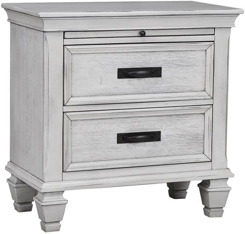 Coaster Franco California King Bed 4-Piece Set, Distressed White