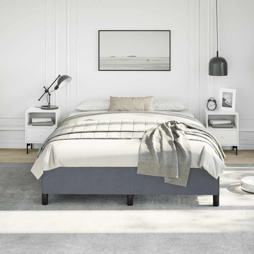 Dark Grey Velvet Bed Frame with Full Storage, Engineered Wood and Plywood Construction, Modern Bedroom Furniture for Stylish Decor