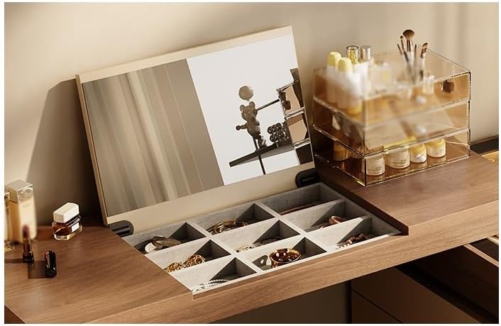 Makeup Vanity Dressing Table Bedroom Minimalist Solid Wood Flip-top Corner Dressing Table Desk Makeup Table Wooden Vanity