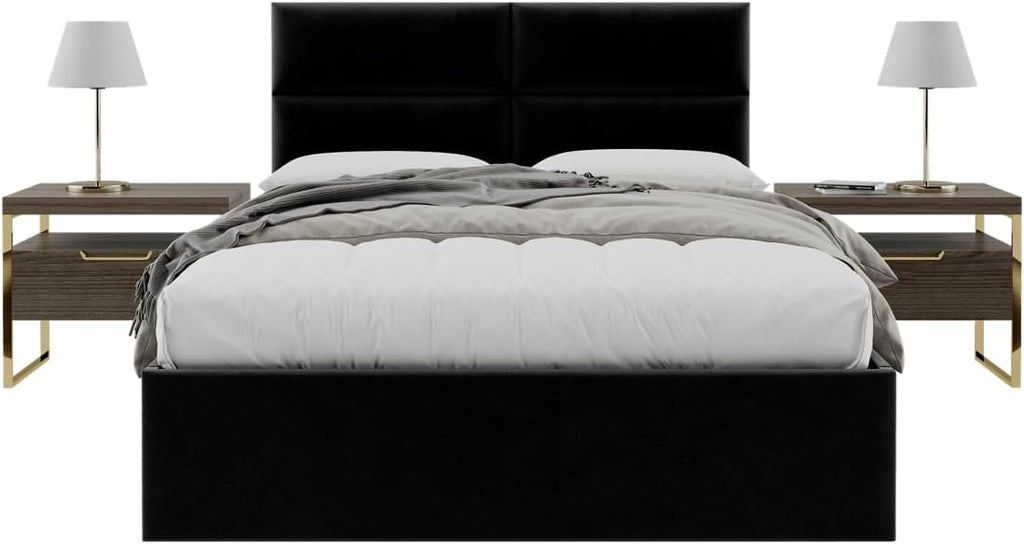 Vänt Upholstered Wall Panels - Queen/Full Size Wall Mounted Velvet Headboards - Velvet Black - Set of 4 Panels (Each Individual Panel 30'x11.5')
