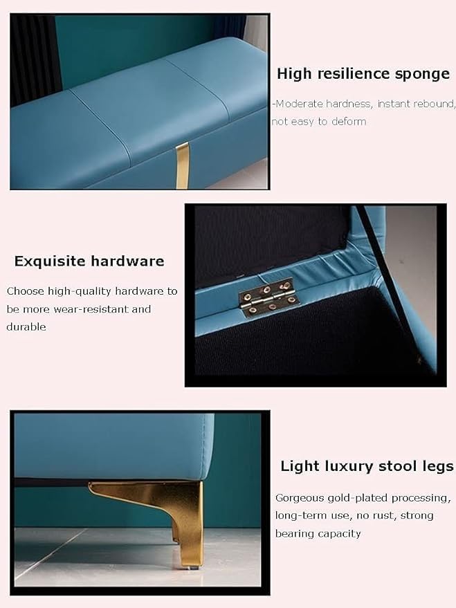 BTZHY Vanity Chair,Ottoman Storage Shoe Bench Sofa Bench Bed End Stool Shoe Bench Makeup Bench Long Chair Soft Sofa Bedroom Bed End Stool Foot Rest Stool Seat