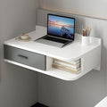 Floating Writing Desk with Storage Drawers Wall-Mounted Computer Table Hanging Corner Vanity Table Rounded Corners for Chamber Practical(White Right,60 cm)