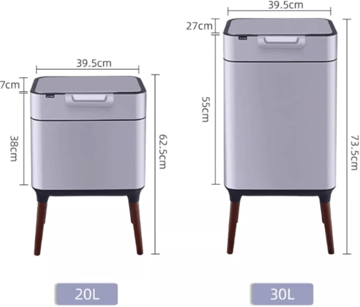 Stylish Stainless Steel Kitchen Trash Can with Large Capacity for Sorting Waste in Living Room or Office. Elegant Touchless Garbage Bin for Bathroom. 26L Silver.