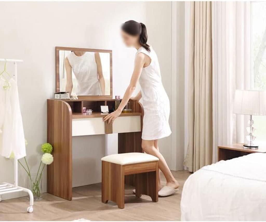 Vanity Benches Dresser Set Simple Modern Small Bedroom Vanity Table Storage Dresser with Stool Makeup Table with Drawers (Color : A)