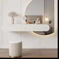 Floating Makeup Vanity with 2 Drawers, Simple Wall Mounted Desk with Rounded Corners, Multi-Functional White Vanity for Bedroom, Dressing Room(95cm/37.4in)