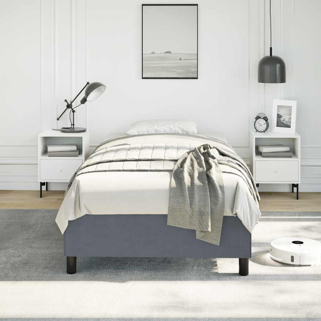 Twin XL Velvet Bed Frame Dark Grey with Plywood and Engineered Wood Construction, Modern Upholstered Platform Bed for Bedroom, Space Efficient Design with Adjustable Options