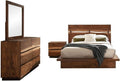 MAKLAINE 4-Piece California King Wood Bedroom Set, Smokey Walnut Finish, Includes Bed, Nightstand, Dresser, Mirror, Mahogany and Veneer Construction, Rustic Style for Master Bedroom Decor