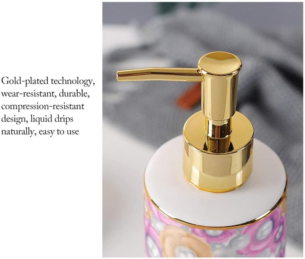 Vanity Bathroom Decor, 6 Piece Bathroom Accessory Set, Includes Soap Dispenser Pump Toothbrush Holder Soap Dish Tray for Home Housewarming Gift(C)