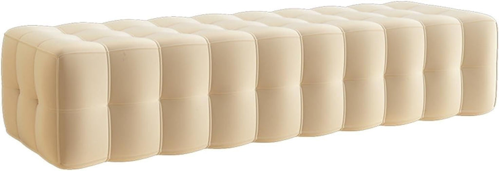 End of Bed Bench Tufted Bench, Upholstered Bedroom Benches Footrest Stool End of Bed Storage Bench for Bedroom,White-120 * 50 * 36cm