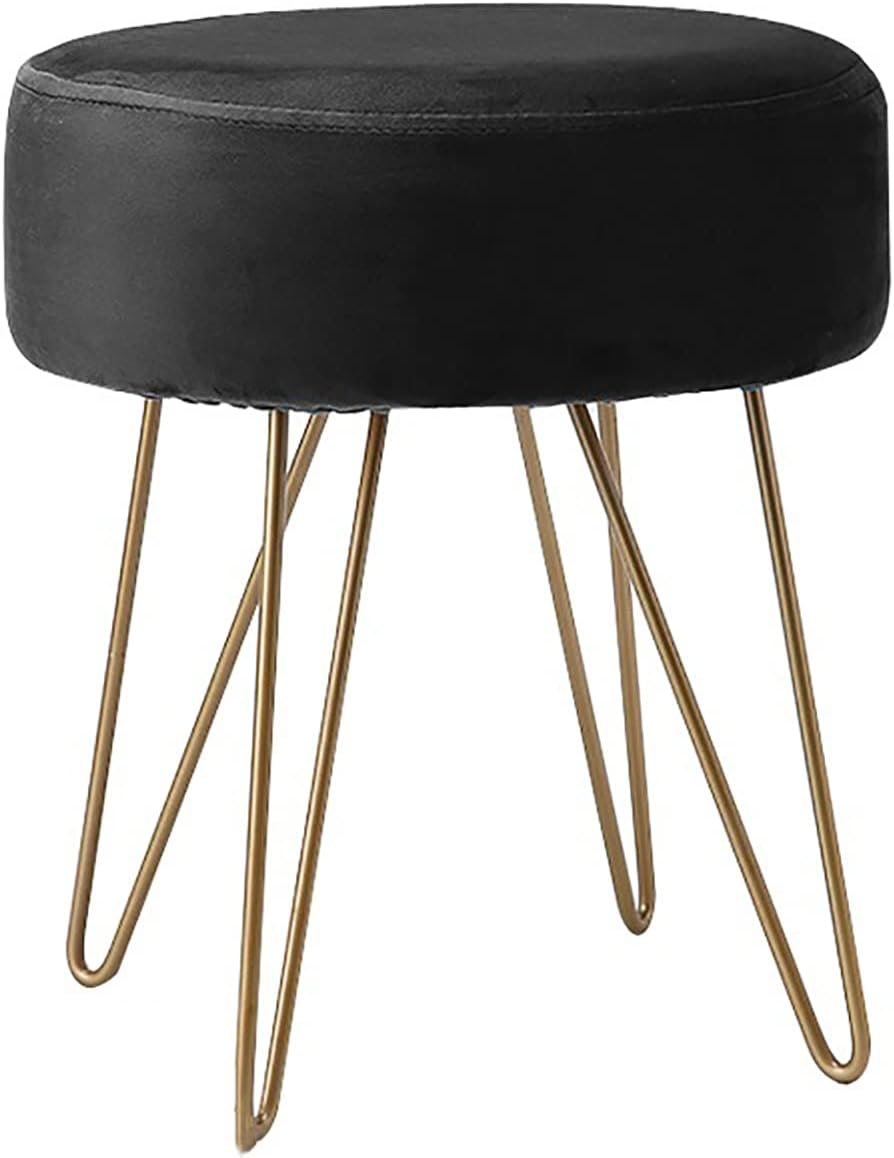 BTZHY Vanity Chair,Velvet Vanity Stool, Vanity Chairs for Makeup Room, Soft Foot Stool with Metal Legs, Makeup Chair for Vanity Bench Ottoman Footrest Vanity Chair for Bedroom, Living Room and Entryw