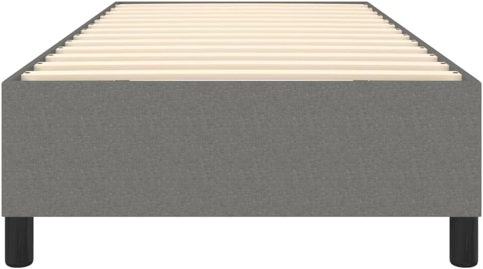 Dark Gray Twin Fabric Bed Frame with Polyester Plywood Engineered Wood, Breathable Material and Sturdy Construction for Modern Bedroom, Durable Design Soft Fabric Cover Sleek