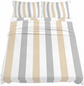 Beige Grey Striped King Sheet Set 4 Piece Bedding - Geometric Vertical Stripes White Breathable Comfy Cooling Bed Sheets & Pillowcase Sets,Hotel Luxury Flat Sheets Deep Pockets Fitted Sheet for Women