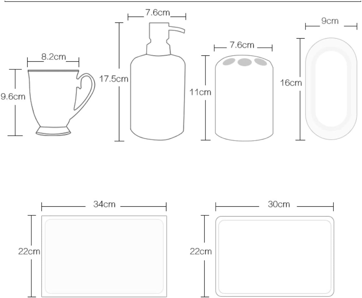 Vanity Bathroom Decor, Bathroom Accessory Sets Ceramic Simple European Style Bathroom Toiletries Set Mouthwash Toothbrush Cup Housewarming Gift(C)