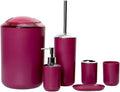Vanity Bathroom Decor, Bathroom Accessory Set Modern Design 6 Piece Bathroom Accessory Set Toilet Brush Waste Bin Soap Dish Housewarming Gift(Wine red)