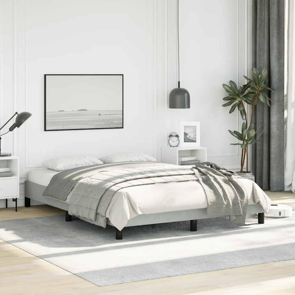 Light Grey Full Velvet Bed Frame with Plush Finish, Spacious 54 x 75 Inch Frame for Modern Bedroom, Minimalist Design, Luxurious Velvet Material, Easy Maintenance,