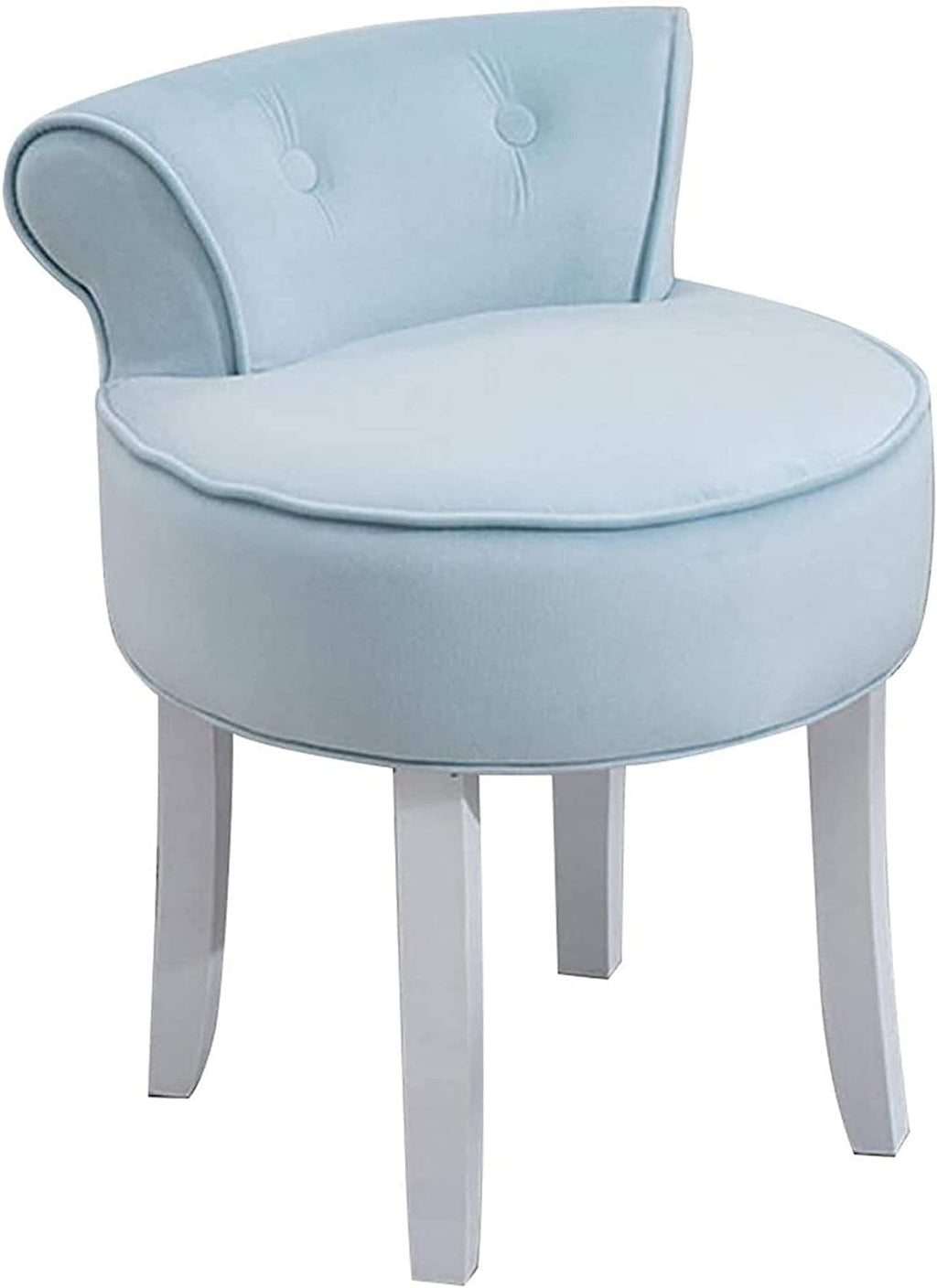 vanity stool makeup bench Vanity Benches Chair Padded Lounge Makeup Stool Fan Back Dressing Chair Piano Stool Cushioned Stool With Solid Wood Legs, Sitting 44cm / 17.32 Inch ( Color : Light Blue )