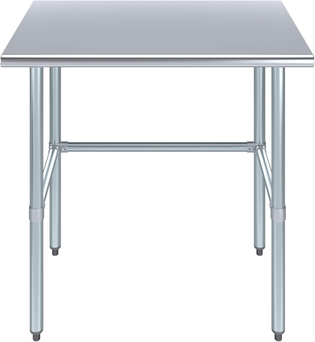 Commercial Open Base Stainless Steel Work Table – 24' x 24' | Heavy-Duty Prep Table with Galvanized Frame | NSF Certified | Restaurant & Utility Use