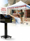 Large-Capacity Acrylic Suggestion Box with Lock & Sign Holder, Floor-Standing Ballot/Donation/Raffle Box on Stand with Wheels, 13.8 in Cube (39.6 in Tall), Black