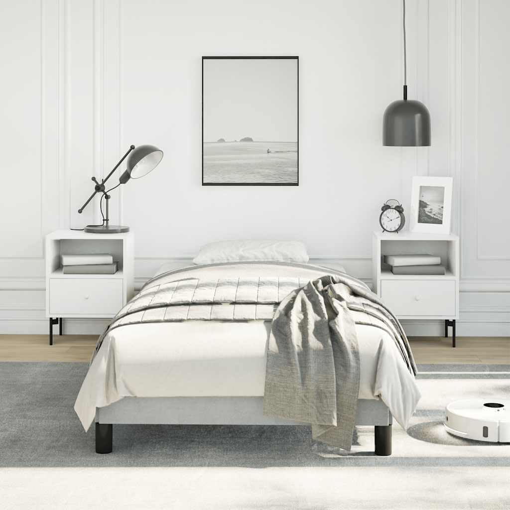 Light Gray Velvet Twin Bed Frame with Plywood and Engineered Wood, Breathable Fabric and Sturdy Build for Modern Bedroom, 4-Piece Set