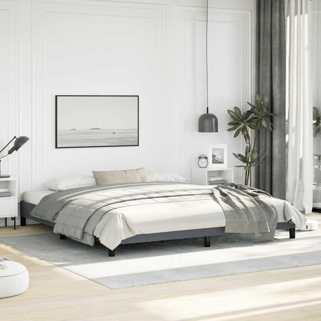 Dark Grey Velvet King Size Bed Frame with Engineered Wood Construction, Soft Touch Fabric Upholstery for Modern Bedroom, Durable Plywood Structure, Spacious Design