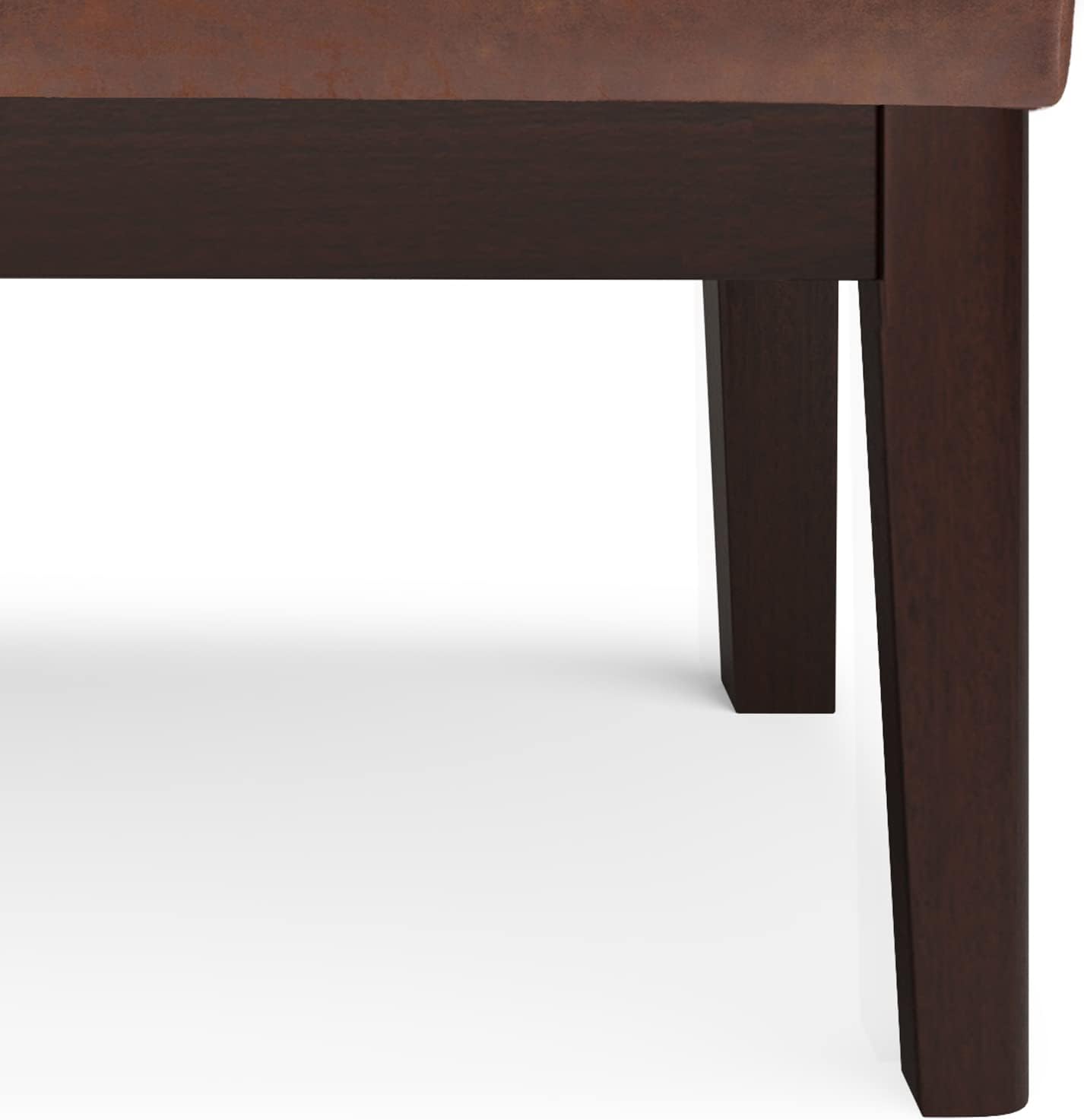 SIMPLIHOME Carlson Small Ottoman Bench - 27 inch Wide Upholstered Woven Fabric Rectangle Ottoman in Distressed Saddle Brown, Mid Century Modern Bench for Bedroom or Living Room with Padded Seat