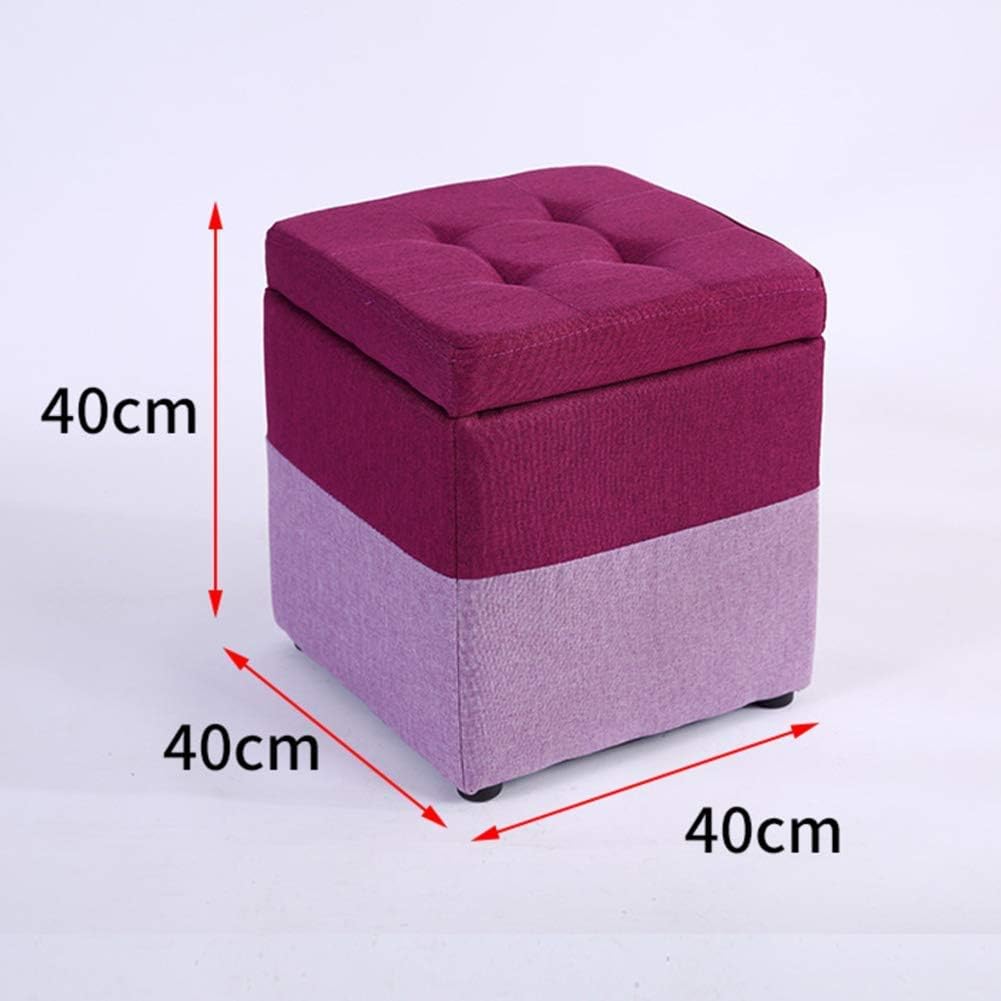 BTZHY Vanity Chair,Linen Upholstered Storage Bench Footrest Stool,Cube Organizer Box Pouffe Footstool Wood Feet Puff Seat-a 40x40x40cm