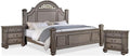 Furniture of America FOA Damos 3-Piece Gray Solid Wood Panel Bedroom Set - Cal King + 2 Nightstands