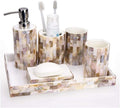 Vanity Bathroom Decor, European Bathroom Accessories Set Shell Resin Bath Supplies Soap Dispenser Toothbrush Cup Holder Housewarming Gift(6pcs)