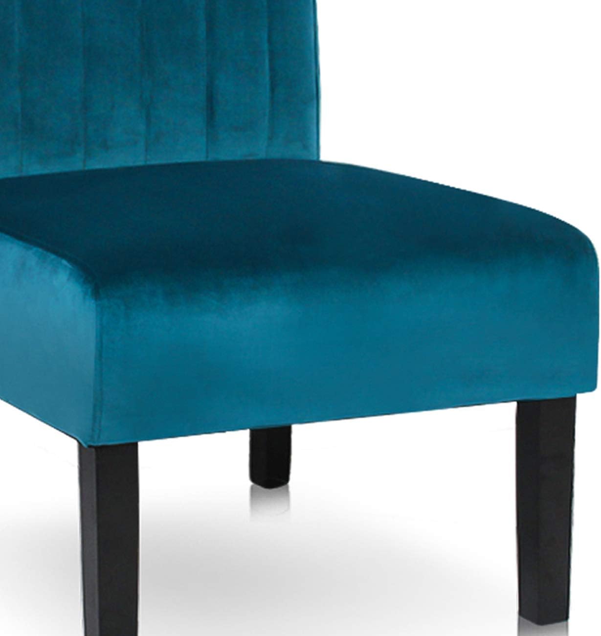 STHOUYN Mordern Velvet Armless Accent Chair Set of 2 Decorative Slipper Chair Vanity Chair for Bedroom Desk, Corner Side Chair Living Room Furniture White (2, Blue)
