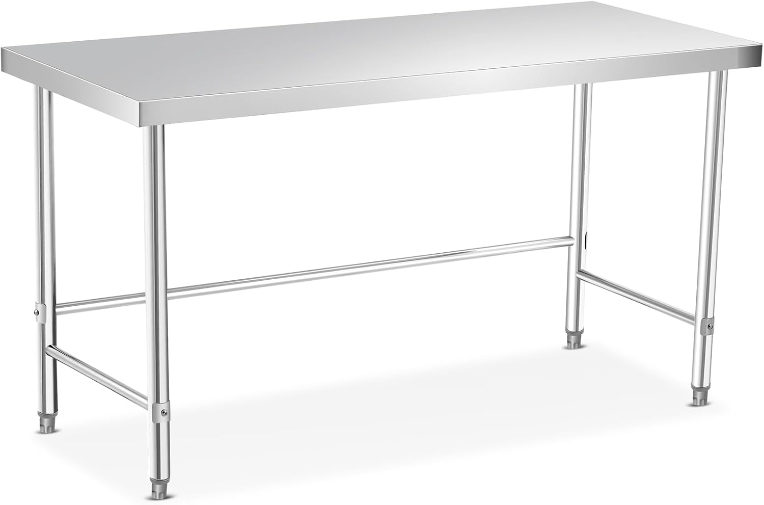 GarveeLife Stainless Steel Work Table, 60x24 x35 Inch, Commercial Kitchen Prep Table with Open Base for Restaurant, Food Prep, Garage and Workshop, Easy to Assemble and Clean, Silver