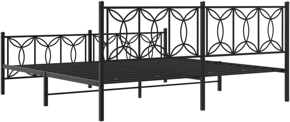 Modern Black Steel Full Bed Frame with Ample Underbed Storage Space, Contemporary Rectangular Design for Adults, Durable Metal Construction and Easy Assembly