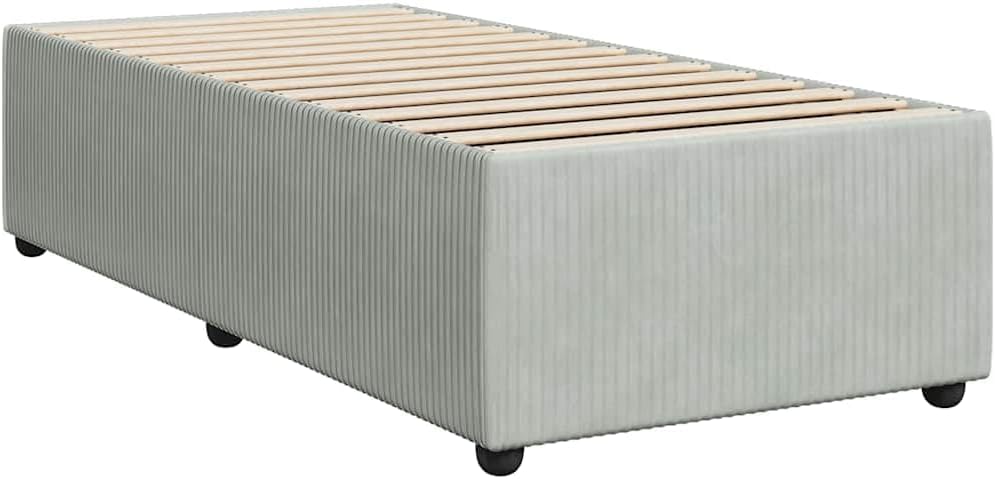 Light Grey Velvet Upholstered Twin Bed Frame, Modern Breathable Fabric, Sturdy Plywood Construction, Plush Velvet Headboard, Easy Assembly with Tools Included, 4-Piece Set
