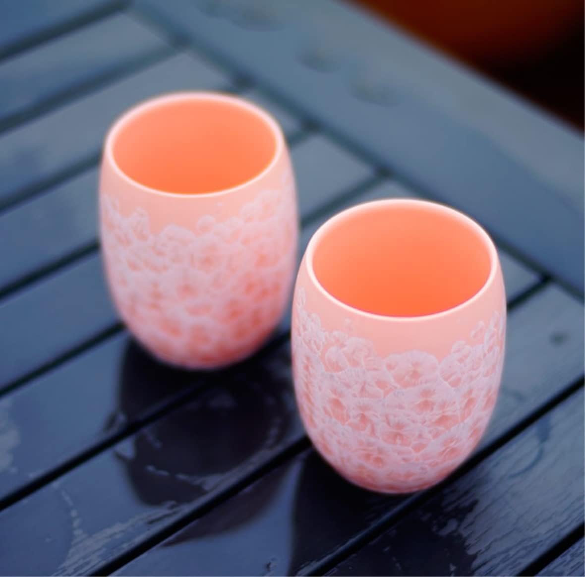 Vanity Bathroom Decor, Bathroom Accessory Sets Ceramic Simple Wash Five-Piece Jade Ice Porcelain 5 Bathroom Set Solid Color Housewarming Gift(Orange)
