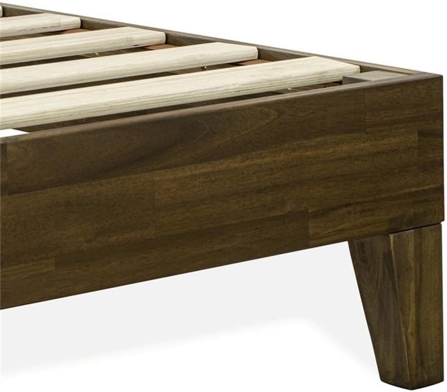 East West Furniture NVP-22-F Full Size Bed Frame with 4 Hardwood Legs and 2 Extra Center Legs - Walnut Finish