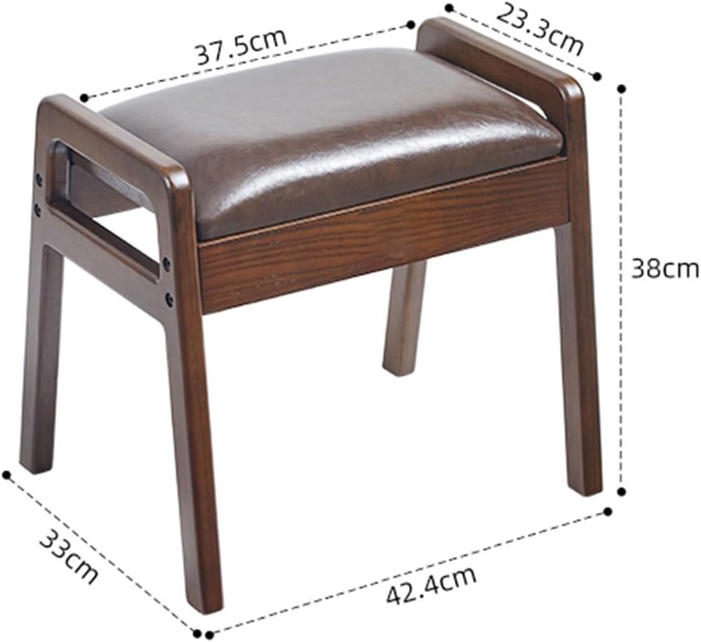 Shoe Bench, PU Vanity Stool Seatwith Wood Legs, for Entry, Hallway, Living Room, Bedroom, Walk-in Closet