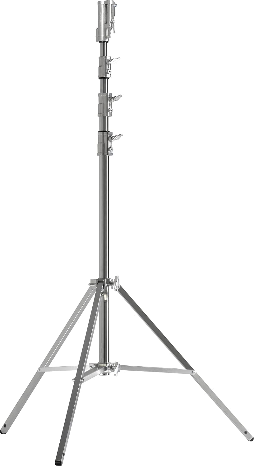 Kupo Master High Cine Stand with Triple Function Universal Head, Heavy Duty Steel Construction, Leveling Leg, Extended Height up to 14.6', High Load Support up to 88.2lbs, Silver (KS500412)