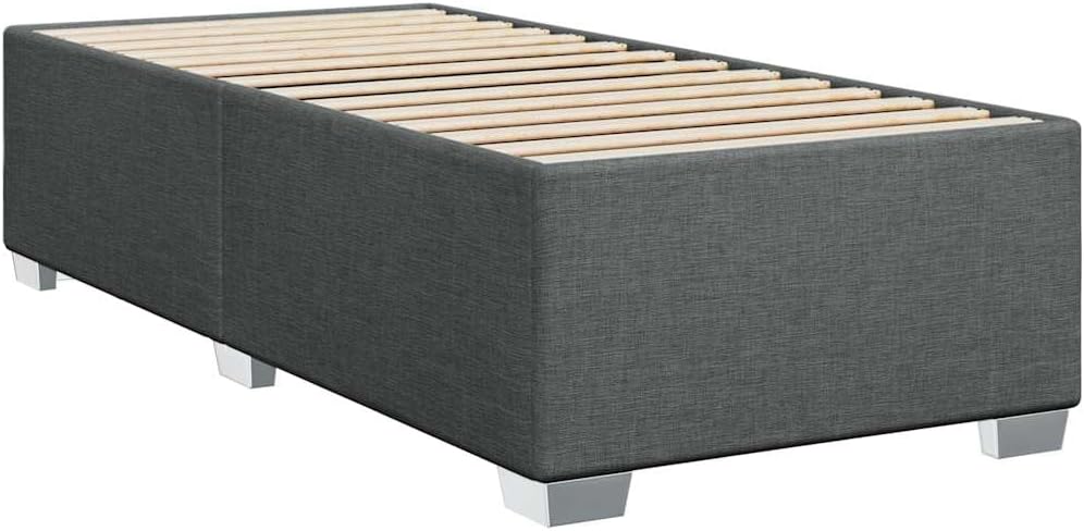 Dark Gray Twin XL Bed Frame with Polyester Upholstery and Engineered Wood Construction, Breathable Fabric Cover, Sturdy Plywood Support, Modern Minimalist Design for Bedroom