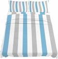 Blue Grey Striped King Sheet Set 4 Piece Bedding - Geometric Vertical Stripes Minimalist Breathable Comfy Cooling Bed Sheets & Pillowcase Sets,Hotel Luxury Flat Sheets Deep Pockets Fitted Sheet